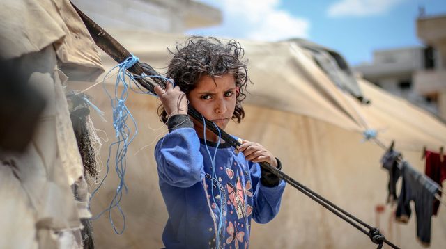 A girl in a refugee camp